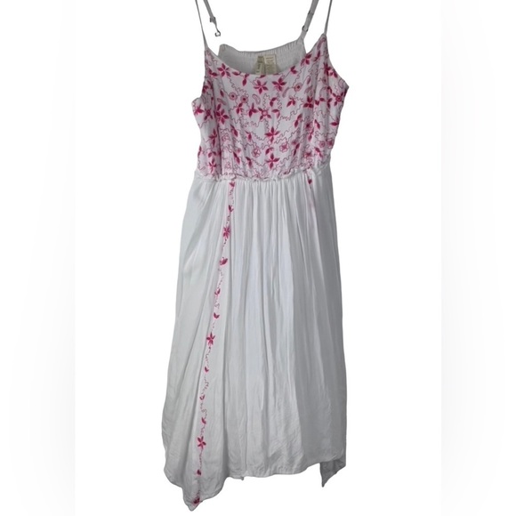 Japna White Mini Dress with Pink Embroidery Size Medium - Picture 3 of 12